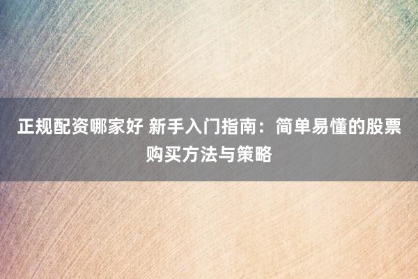 正规配资哪家好 新手入门指南：简单易懂的股票购买方法与策略